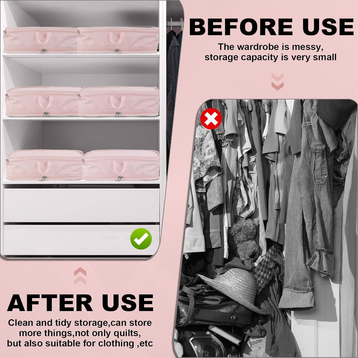 Packing Cubes for Travel Packing Organizers Compression Travel Cubes, Pink