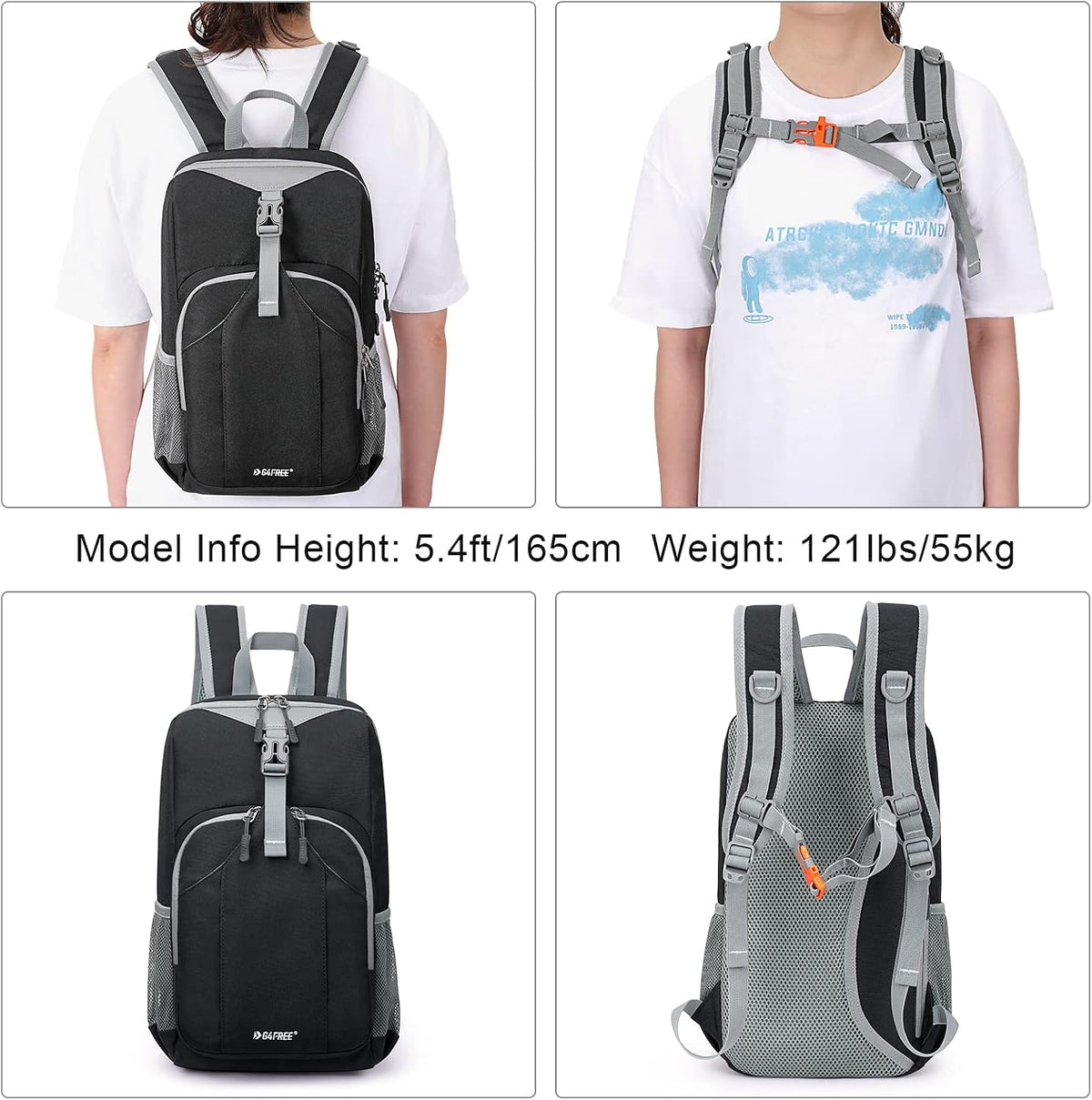 G4Free Mini 10L Hiking Daypack Small Hiking Backpack Cycling Compact Shoulder Backpack Outdoor for Men Women(Black)