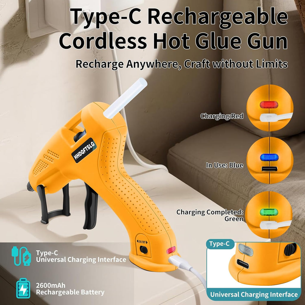 Cordless Hot Glue Gun Kit with 30 Sticks, Fast Heating 2.6Ah Rechargeable