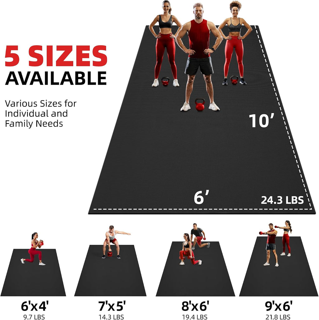 GymCope Extra Large Exercise Mat 10'x6'/9'x6'/8'x6'/7'x5'/6'x4' (8mm)
