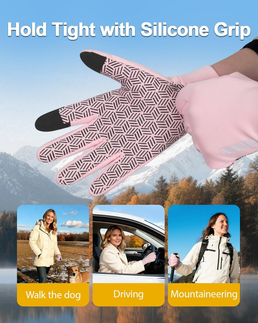 RIGWARL Upgraded Wool Winter Gloves for Cold Weather, Womens Gloves with Touchscreen, Thermal Warm Drving Glove for Running Hiking Walking Camping Skiing Biking Snow, Gifts for Women