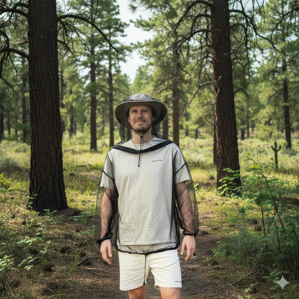 Universal Backpackers Mosquito Net Jacket for Mosquitoes & Bug Protection - Outdoor Insect Netting Resistent Clothes