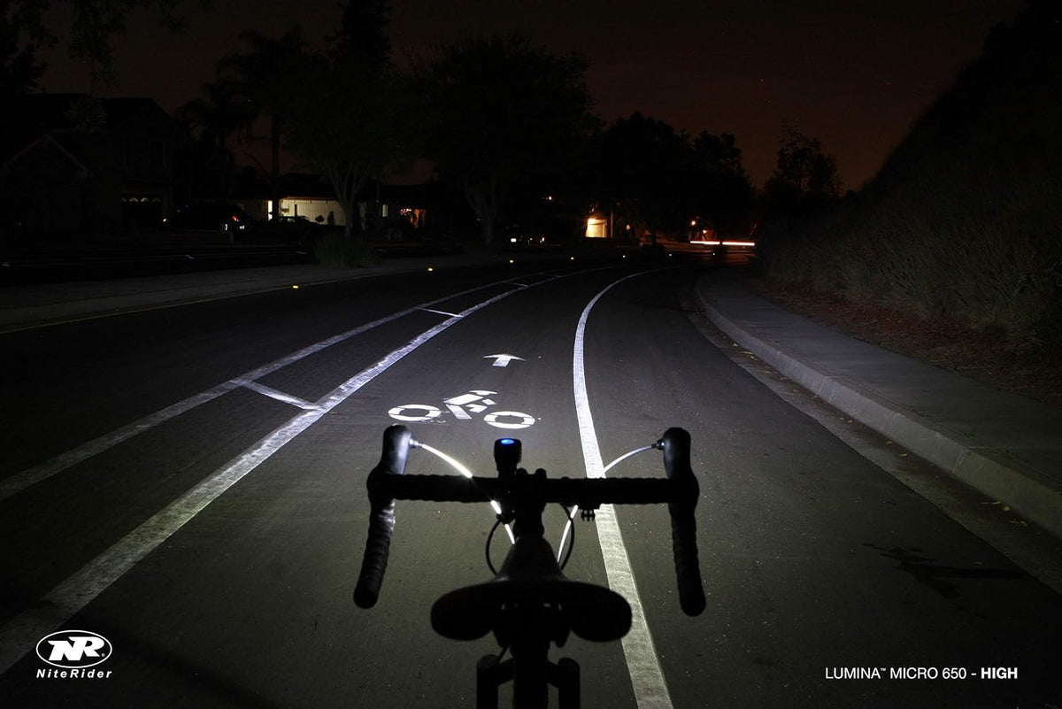 NiteRider Lumina Micro Sabre Bike Light Combo 650 Lumen Headlight 110 Lumen Taillight USB Rechargeable Bicycle LED Front and Back Light IP64 Waterproof Mountain Road Commuting MTB Cycling Safety Flash