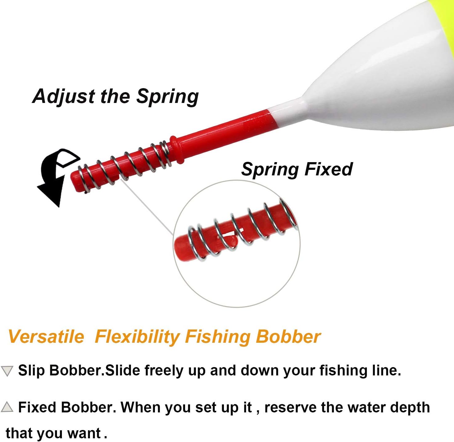THKFISH Balsa Wood Spring Bobbers with Oval Slip Bobbers, Fishing Floats