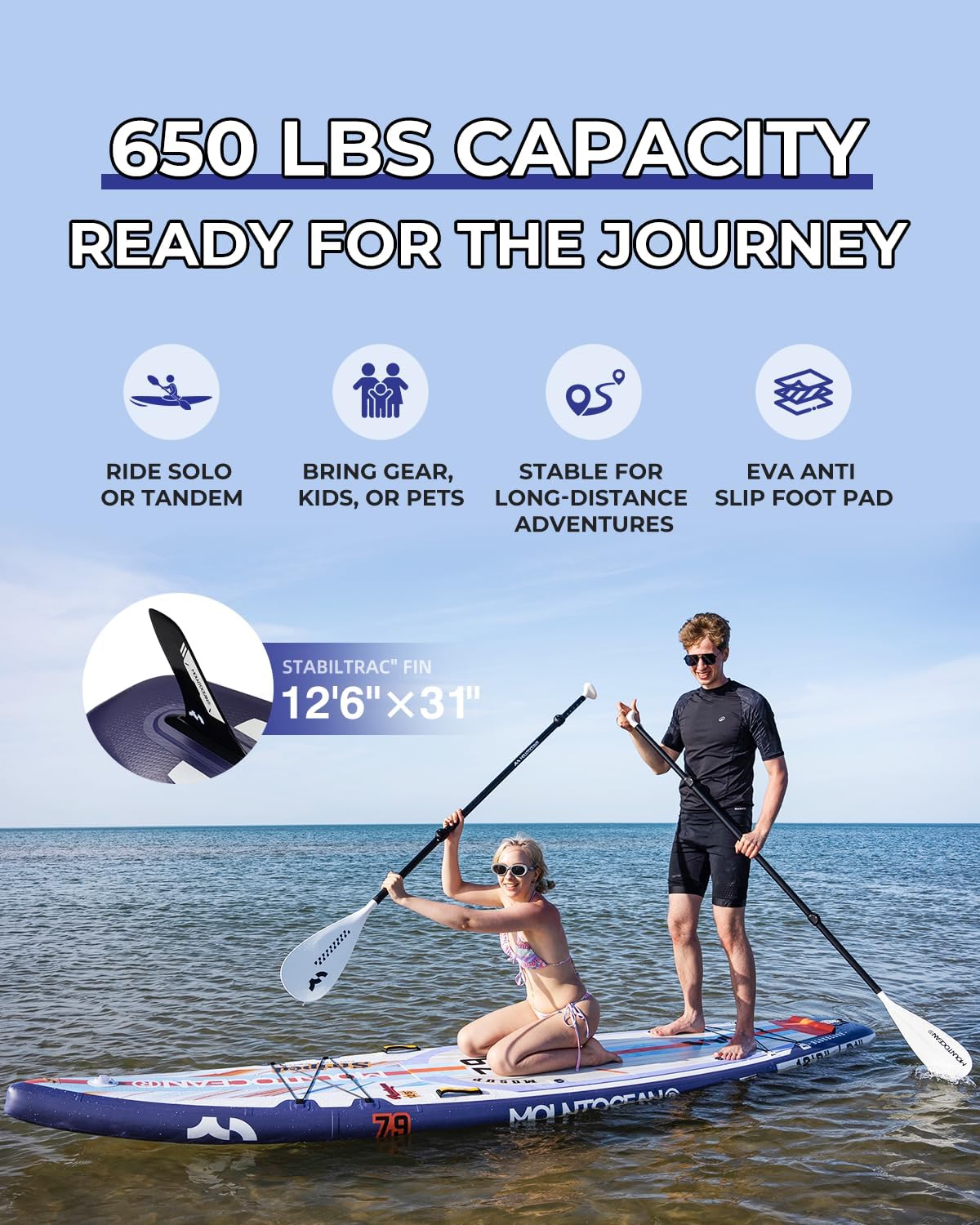 MOUNTOCEAN Premium Extra Wide Inflatable Paddle Board with SUP Accessories