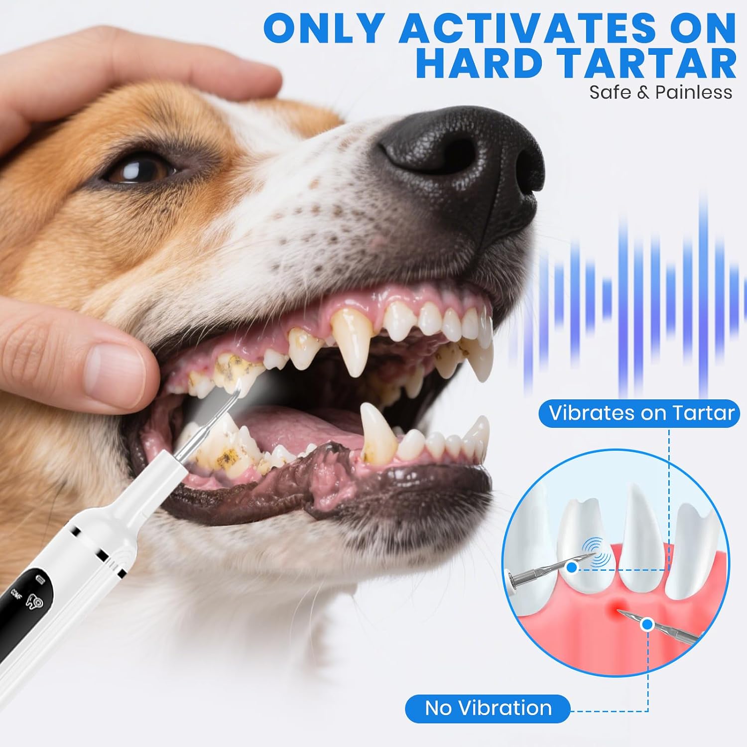 Dog Plaque Remover for Teeth,Pet Ultrasonic Tooth Cleaner,White