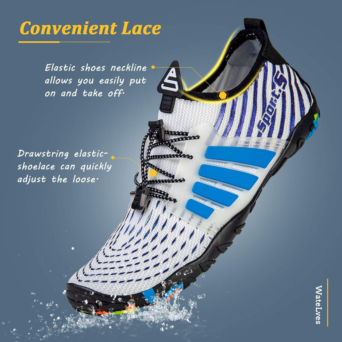 WateLves Water Shoes Mens Womens Beach Swim Shoes Quick-Dry Aqua Socks Pool Shoes for Surf Yoga Water Aerobics