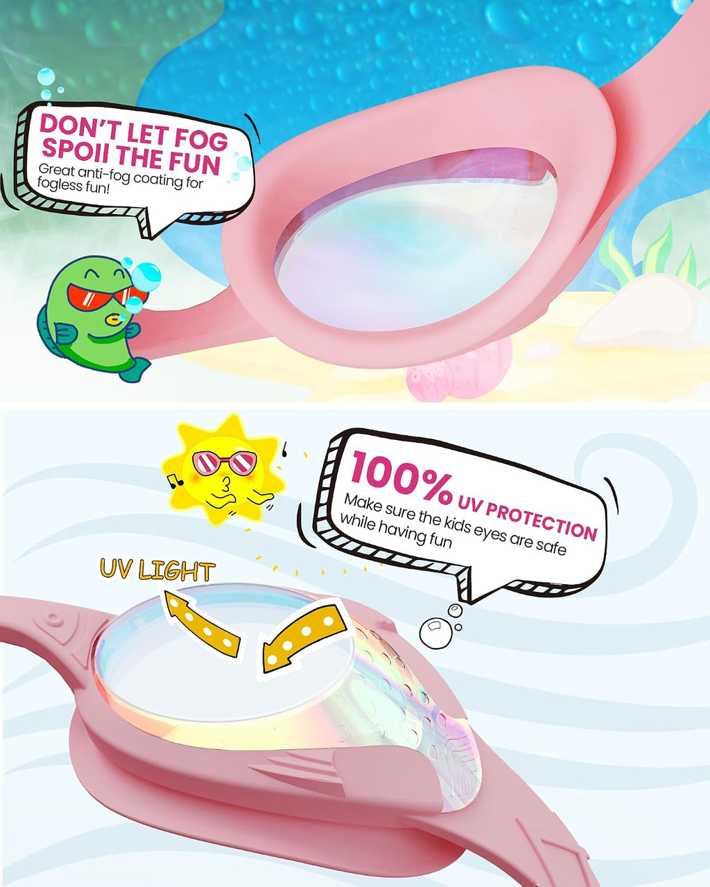 OutdoorMaster Kids Swim Goggles, 2 Pack Swimming Goggles with Quick Adjust