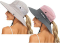 Woman Summer Sun-Hat Ponytail-Outdoor UV-Protection Wide Brim Foldable Hat