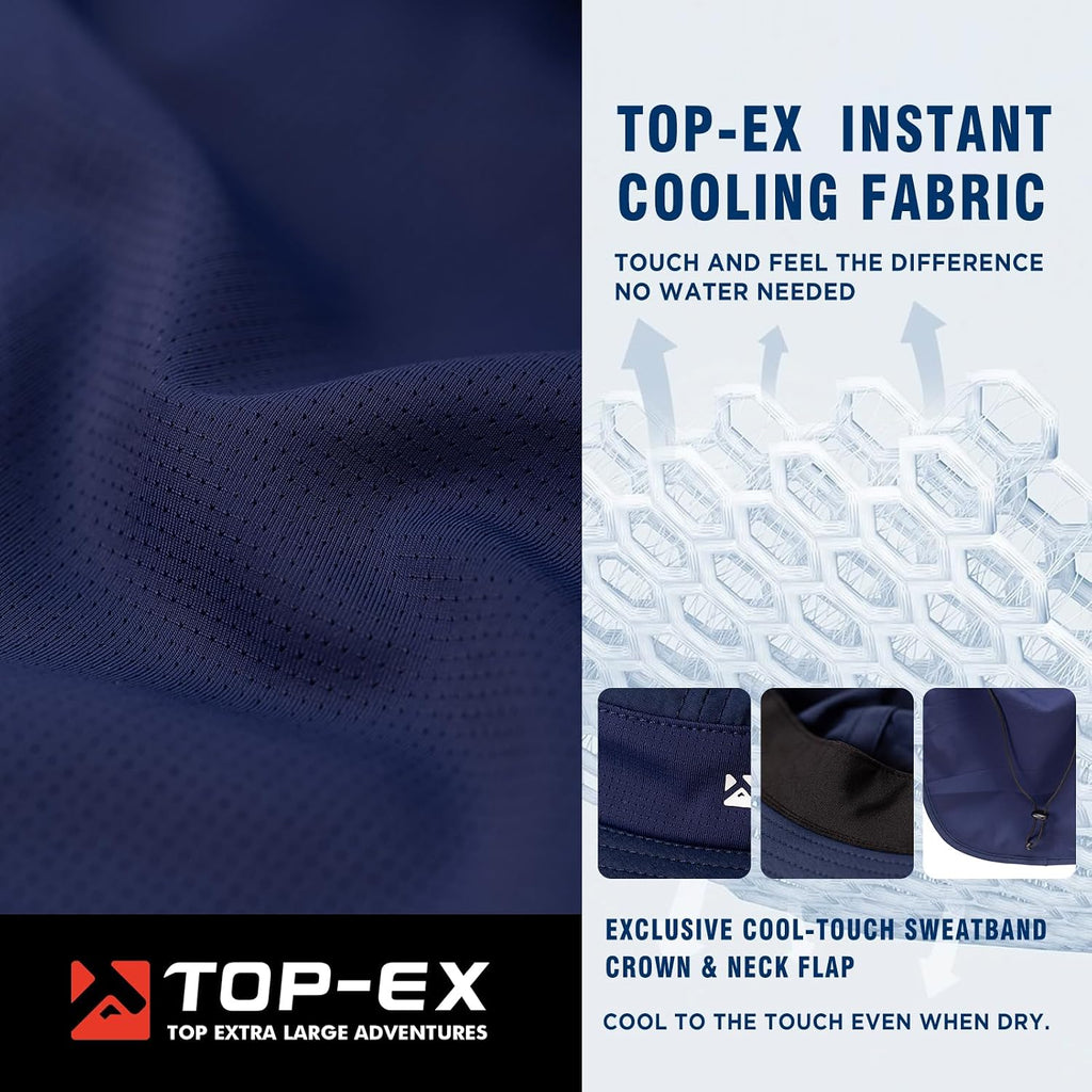 TOP-EX UPF 50+ Cooling Wide Brim Sun Hat for Men with Neck Flap, Packable