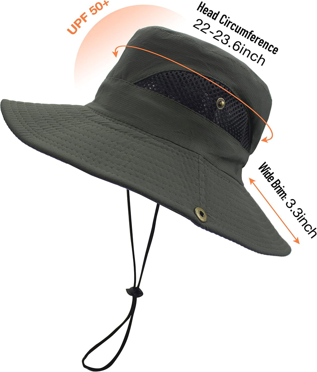 Sun Hats for Men Women UPF 50+ Wide Brim Bucket Hat Waterproof Packable Cowboy Hat for Fishing Beach Safari Gardening Golf
