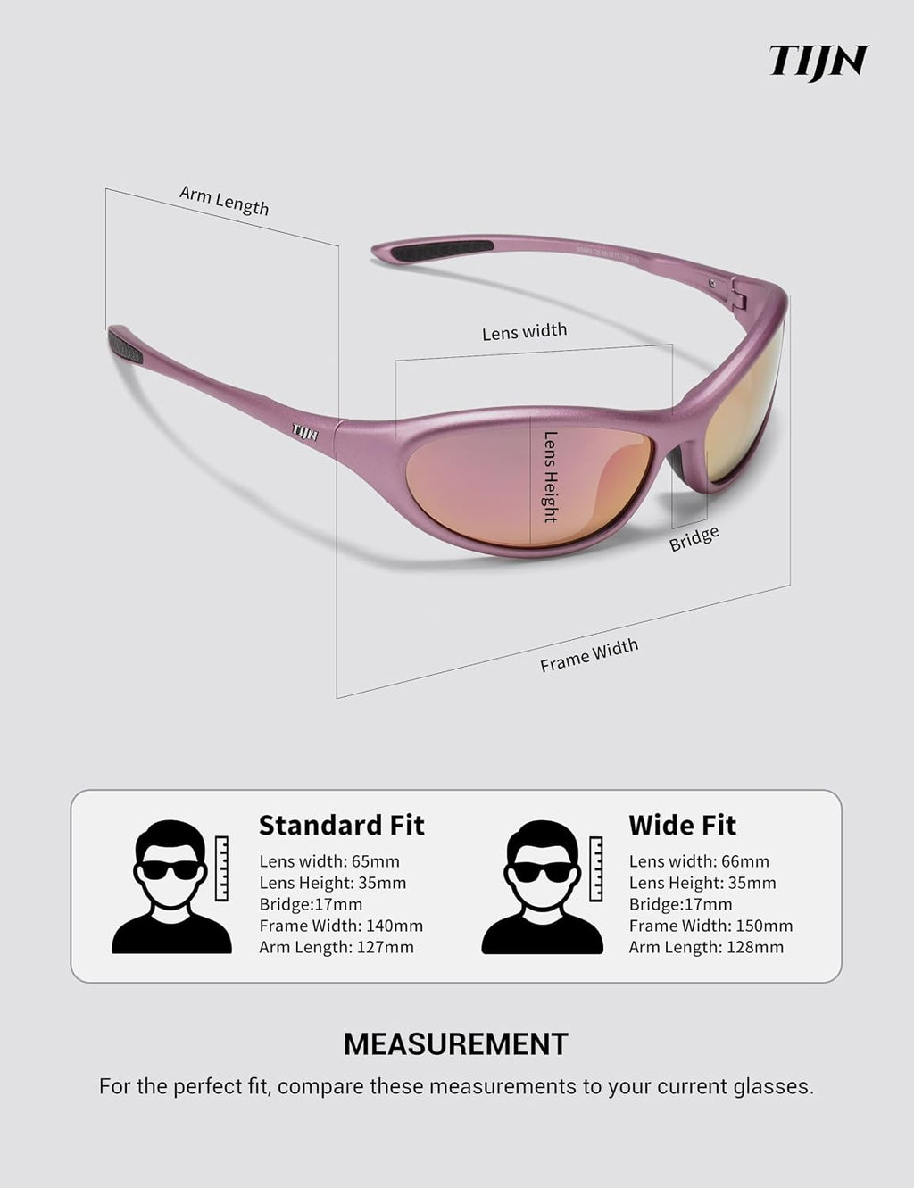 TIJN Sports Sunglasses UV400 Wraparound for Men Women Cycling, Vanta