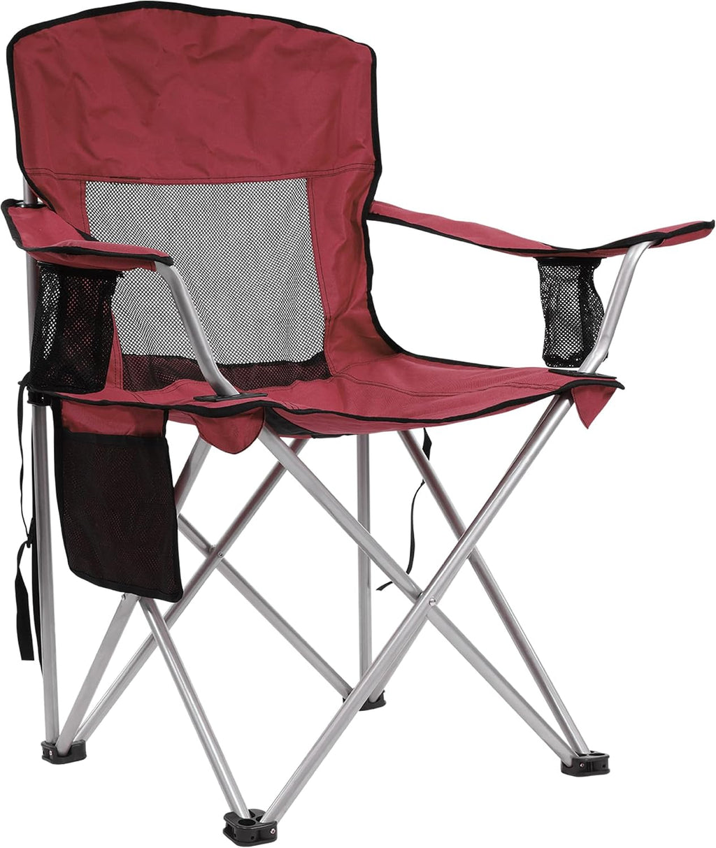 HULKFIT Folding Camping Chairs, Portable Outdoor Beach Lawn Chair for Adults with Carry Bag & Built-in Cup Holder, Casual Foldable Chair for Picnic Fishing Garden,Grass Green