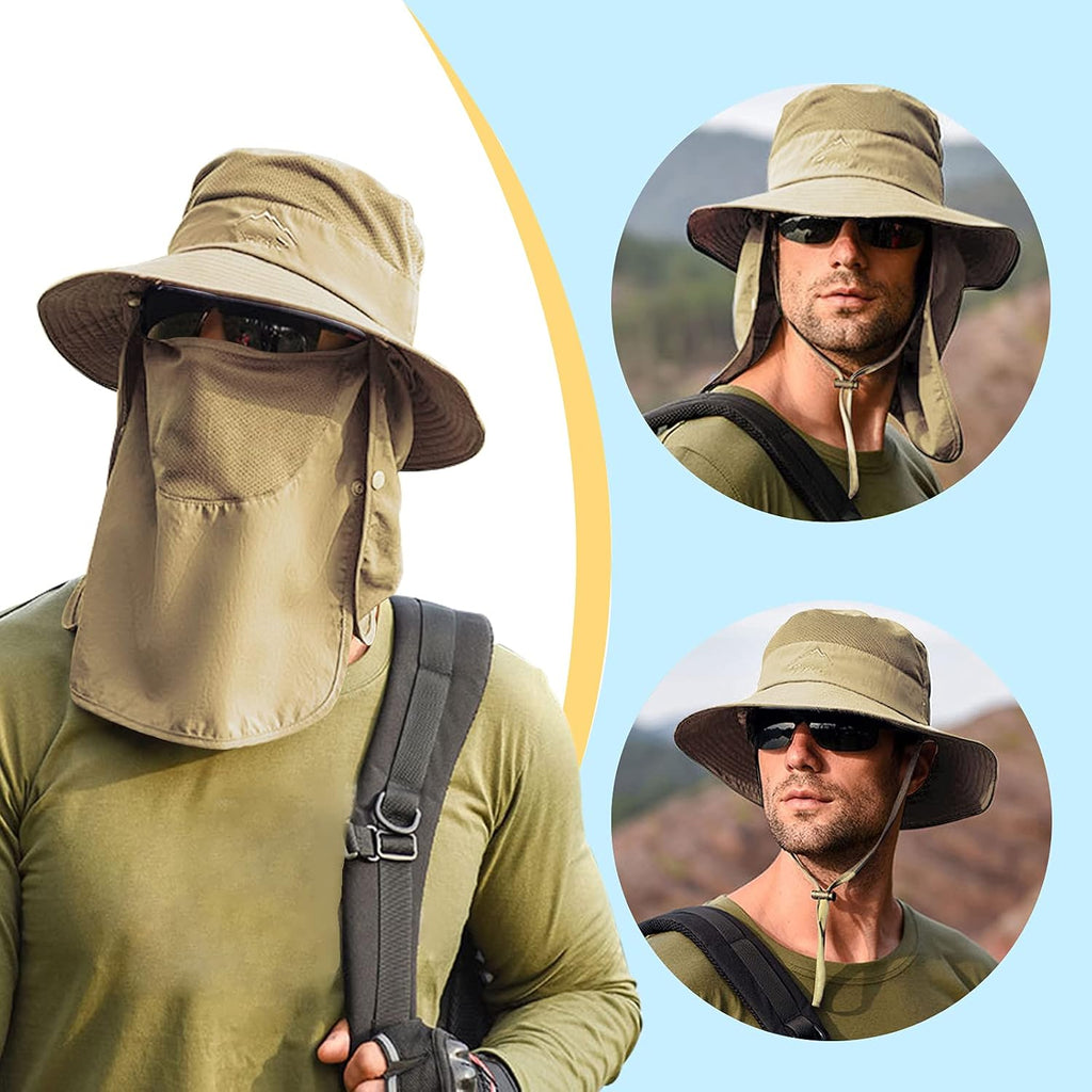Fishing Hat for Men & Women, Sun Protection Hat with Face Cover & Neck Flap