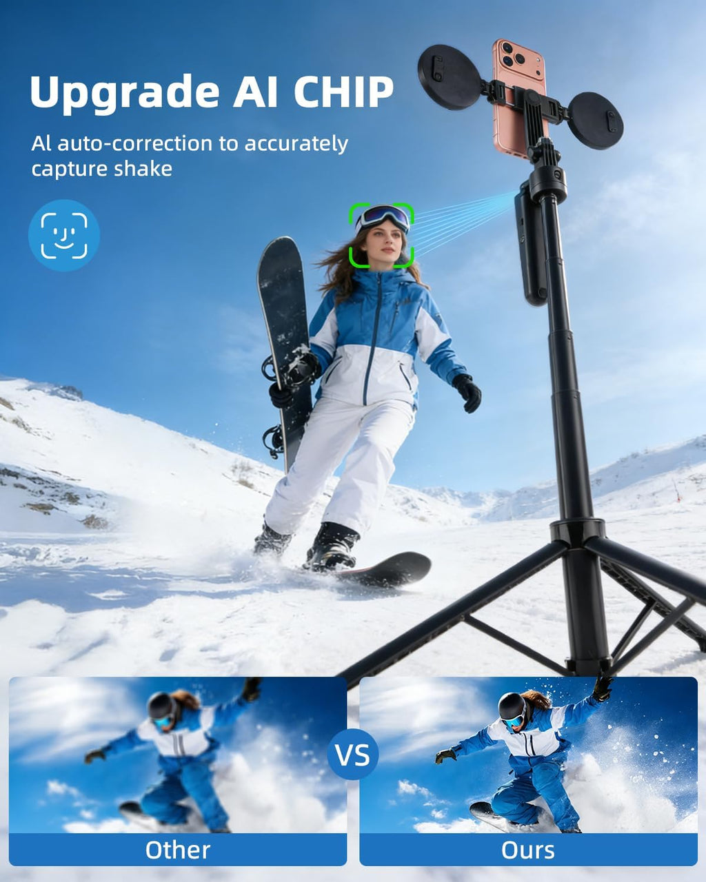 Auto Face Tracking Selfie Stick Tripod for iPhone with Light 360° Rotation that Follows Your Movement 70.9" Camera Tripod Stand with Remote for Content Creator Vlog Live Stream Video Recording