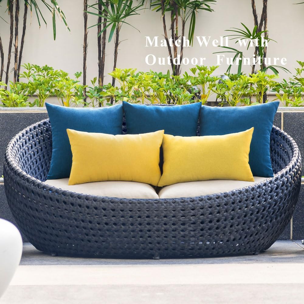MIULEE Decorative Outdoor Pillow Covers Waterproof 18x18 Blue