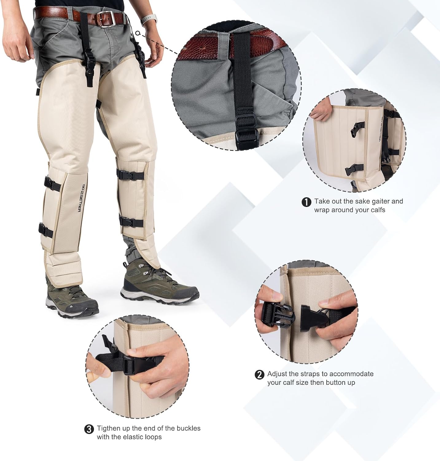 G2 GO2GETHER Snake Gaiter, Durable Snake Guard Gaiters for Hunting, Waterproof Snake Legging Chap for Men and Women,Snake Bite Protection Gaiter for Whole Leg with Adjustable Size