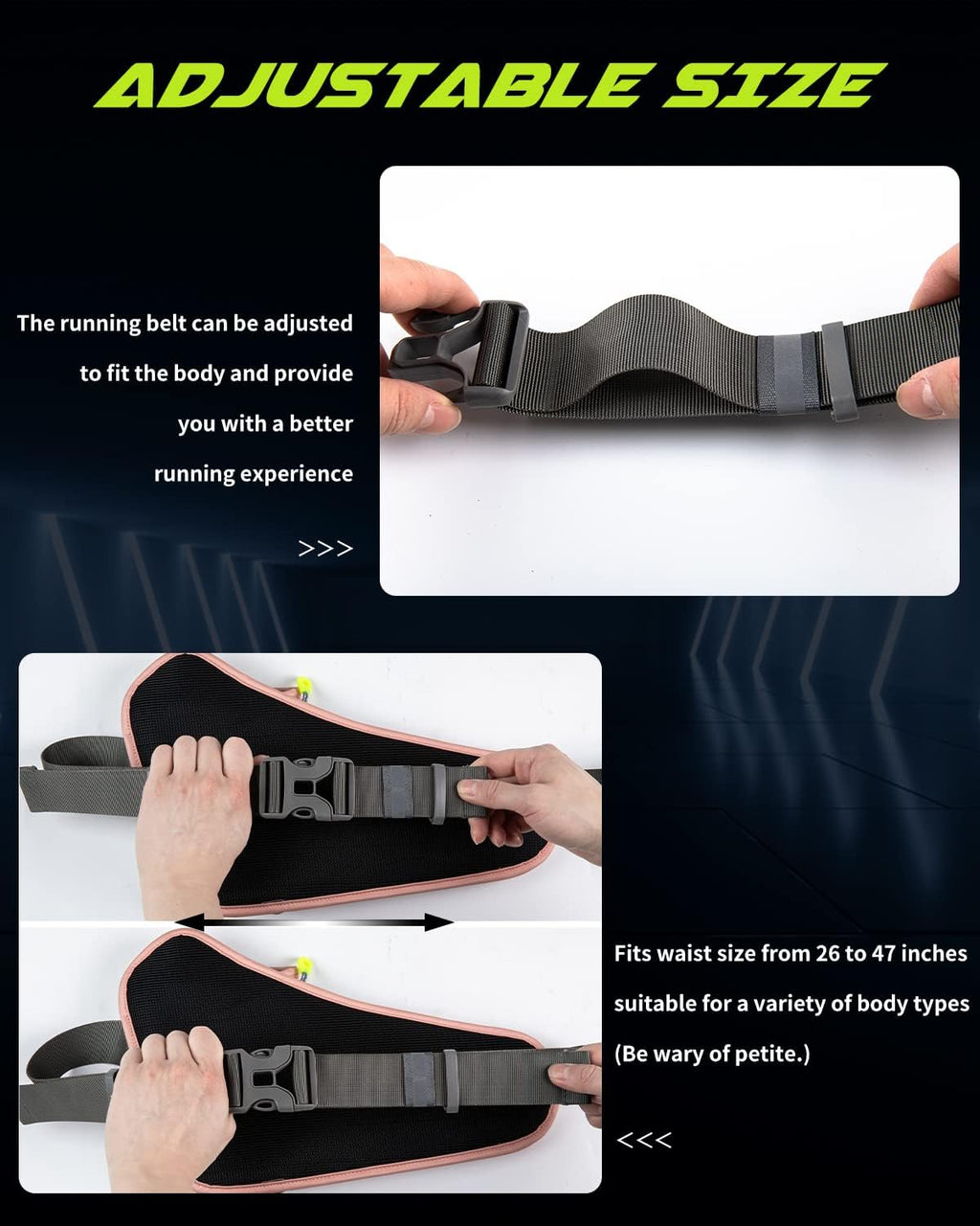 Running Belt, Waterproof Hydration Belt with Water Bottle Holder Hiking Walking Waist Pack Reflective Adjustable Fanny Pack Compatible for Phone Waistband Outdoor