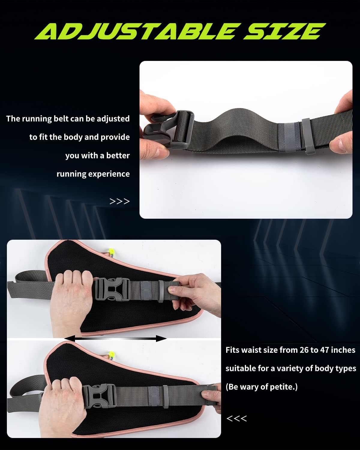 Running Belt, Waterproof Hydration Belt with Water Bottle Holder Hiking Walking Waist Pack Reflective Adjustable Fanny Pack Compatible for Phone Waistband Outdoor