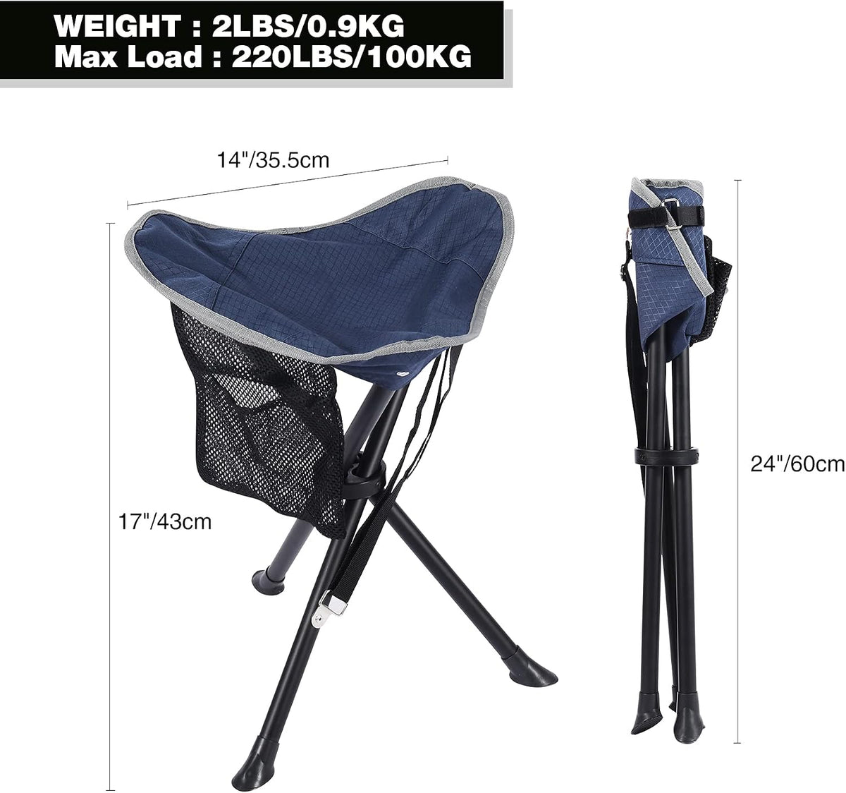 REDCAMP 2 Pack Folding Camping Stools for Adults Heavy Duty
