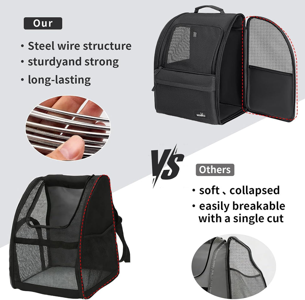 wakytu Cat Carrier Backpack,Pet Backpack Carrier for Small Cats Dogs,Black
