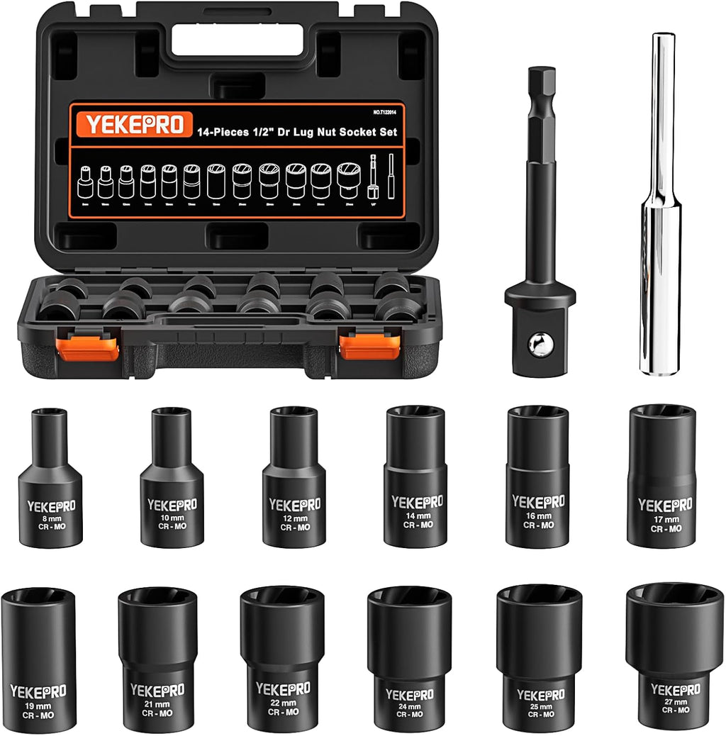 6PCS Lug Nut Removal Tool, 1/2 Inch Bolt Extractor Set