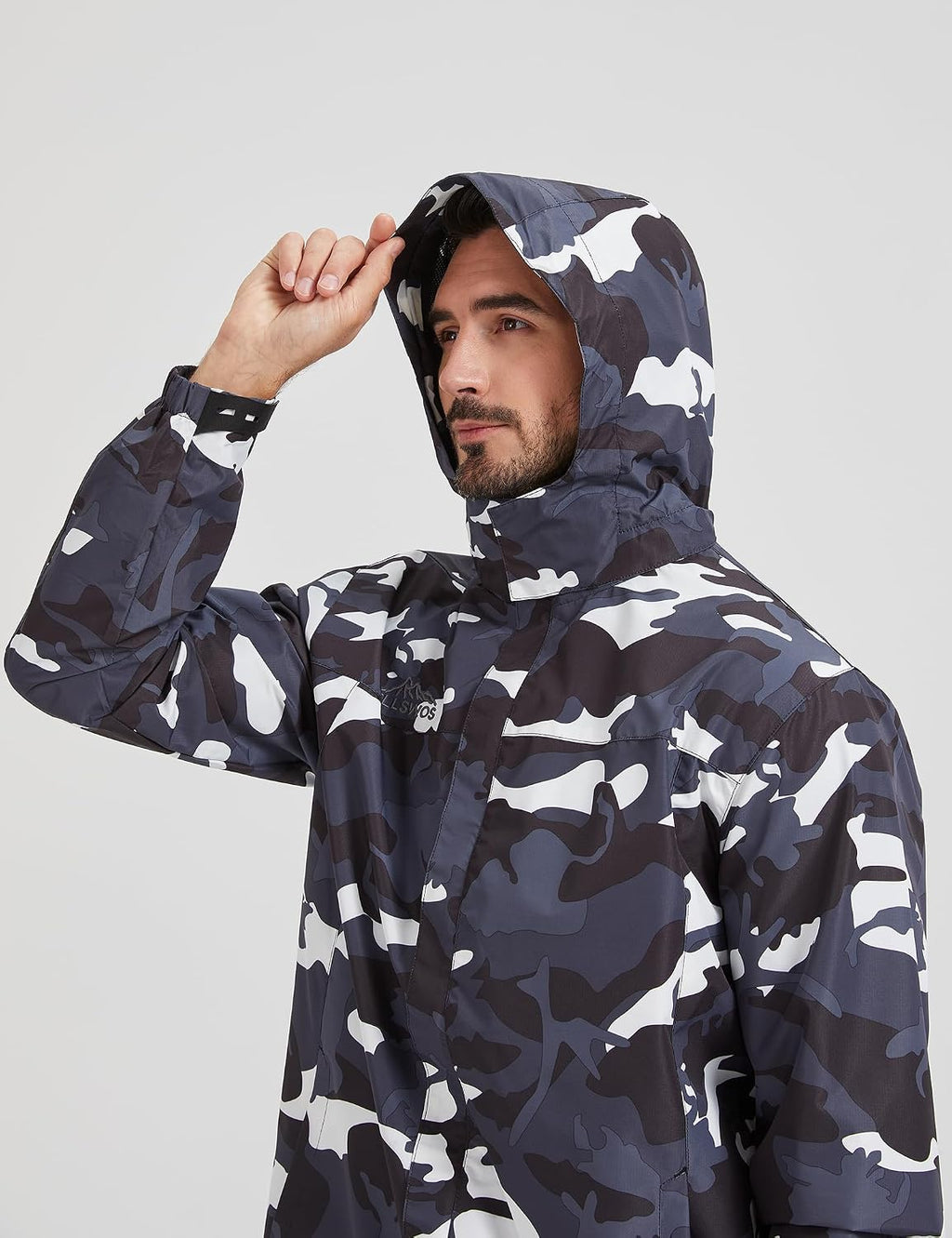 ELLSWOS Men's Lightweight Waterproof Rain Jacket with Detachable Hood