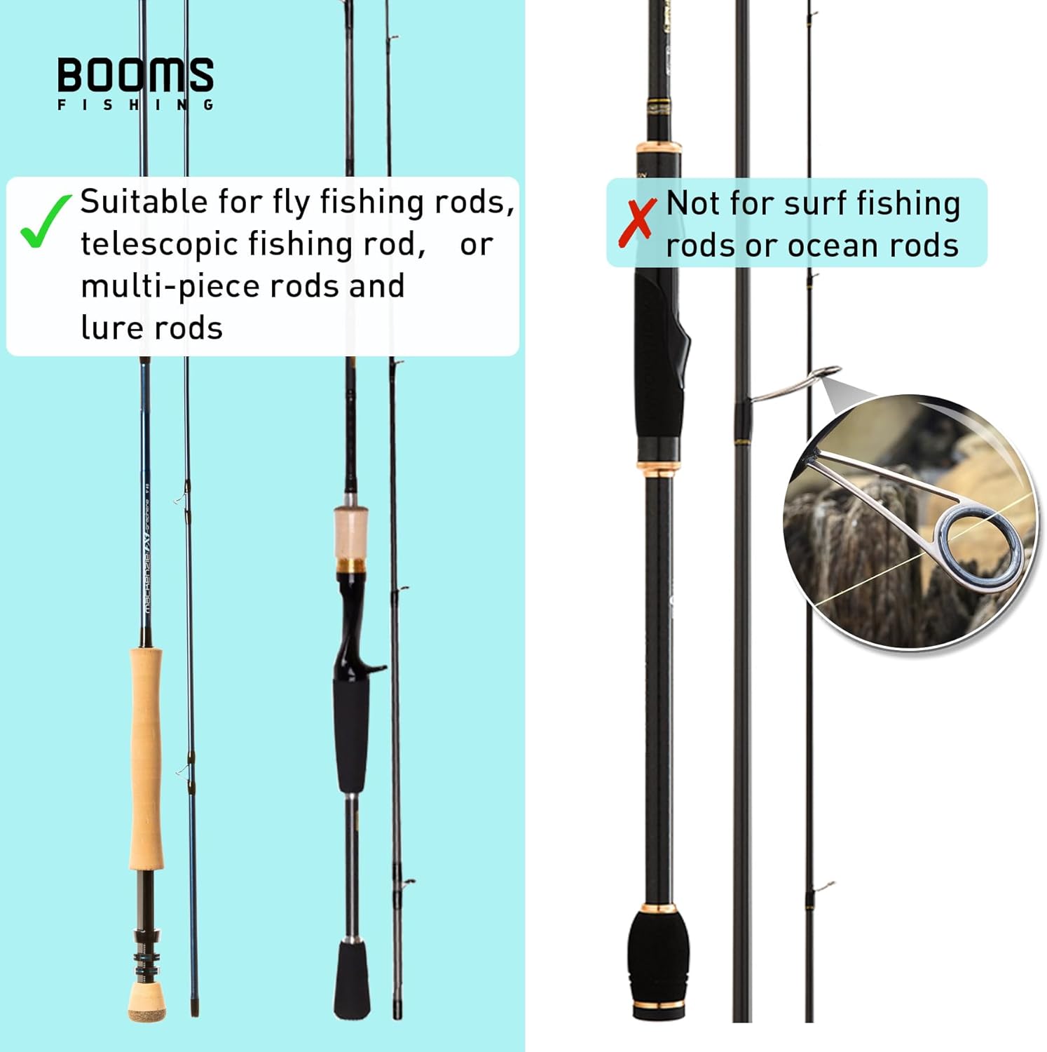 Booms Fishing PB3 4.4ft~5ft Fishing Rod Case, Portable Folded Fishing Pole Case with Sturdy Two-Way Zippers, 0.6ft/8" Extended Design Fishing Rod Bag, Store Up to 2~3 Fishing Poles, 52"~60"