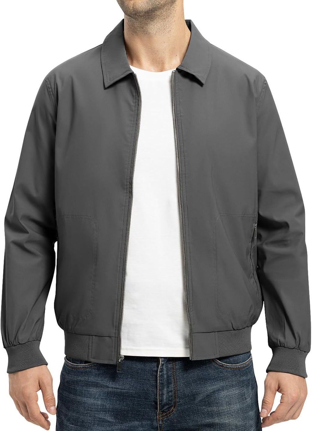 TBMPOY Mens Lightweight Jackets Casual Stylish Windbreakers for Men Light Track Jacket Laydown Collar Fall Golf Coats