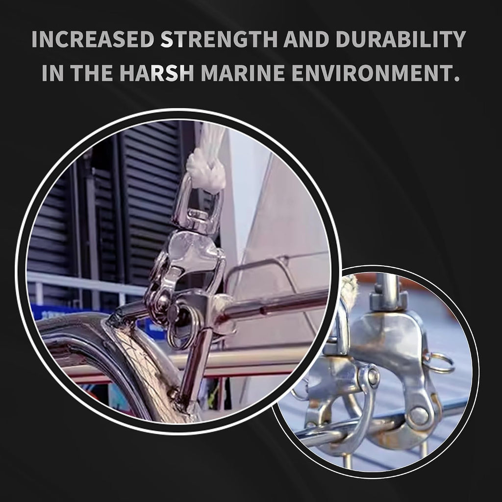 Swivel Eye Snap Shackle 316 Stainless Steel Quick Release Shackle Marine Grade Sailing Halyard Hardware, Clevis Swivel Sailing Rigging Shackles