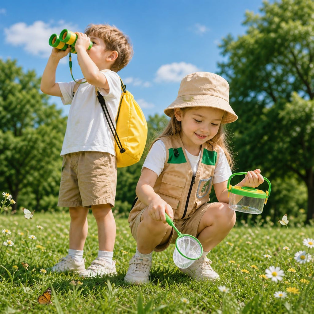 Kids Explorer Kit & Bug Catcher Kit, 23 Pcs Outdoor Adventure Set with Vest & Hat, Binoculars, 12 Insect Figures,Camping Hiking Toys Gift for Boys Girls Age 3-8