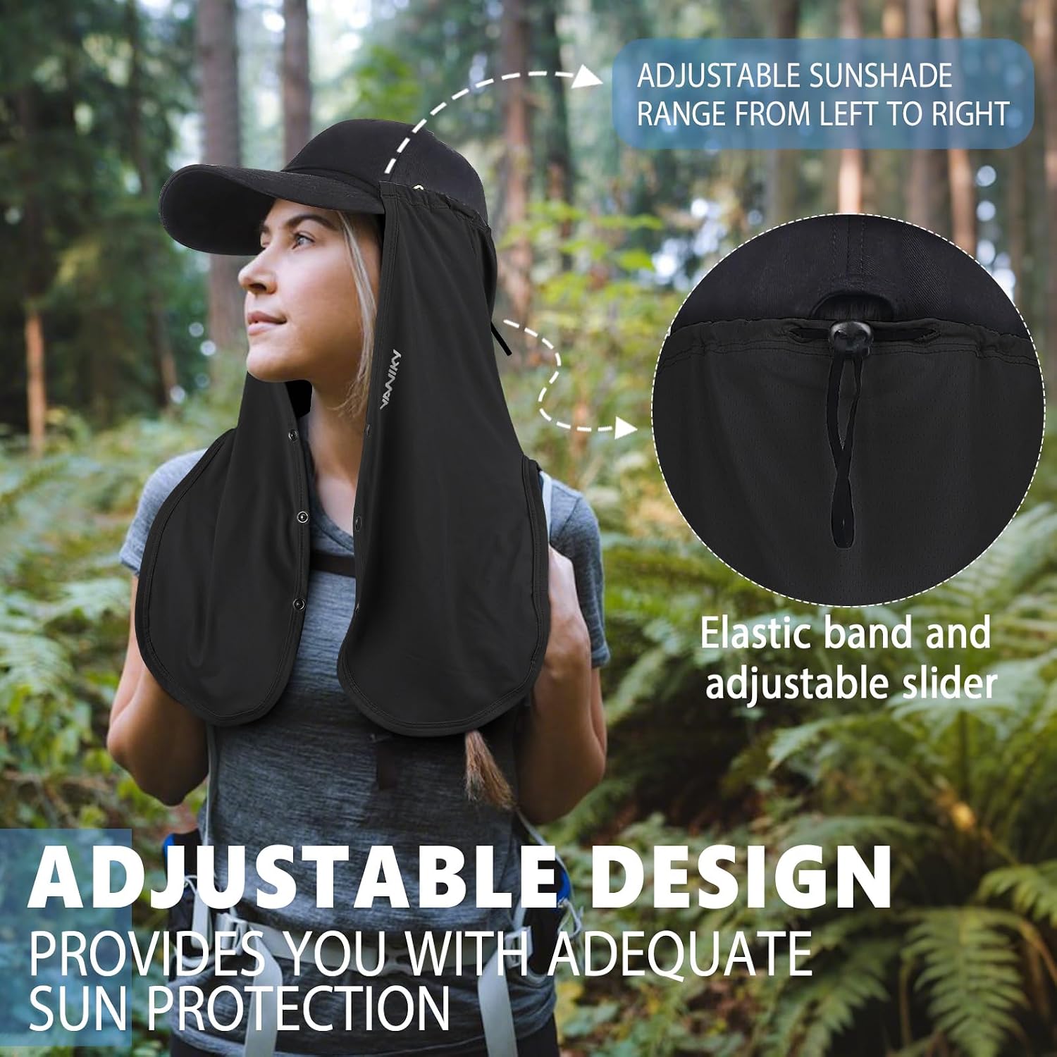 YANIKY Adjustable UV Sun Protection Neck Drape, 2-in-1 Multifunctional Sun Protection Mask, Neck Flap Addon for Ball Caps