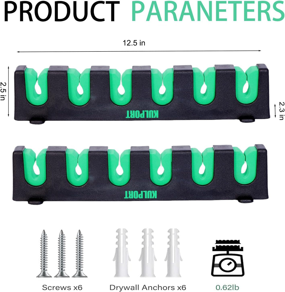 Fishing Rod Rack Holders Wall-Mounted Fishing Pole Holder & Rack, Fishing Pole Holders for Garage & Boat 6-Rod Storage Racks(Horizontal Green, 2 Pair)