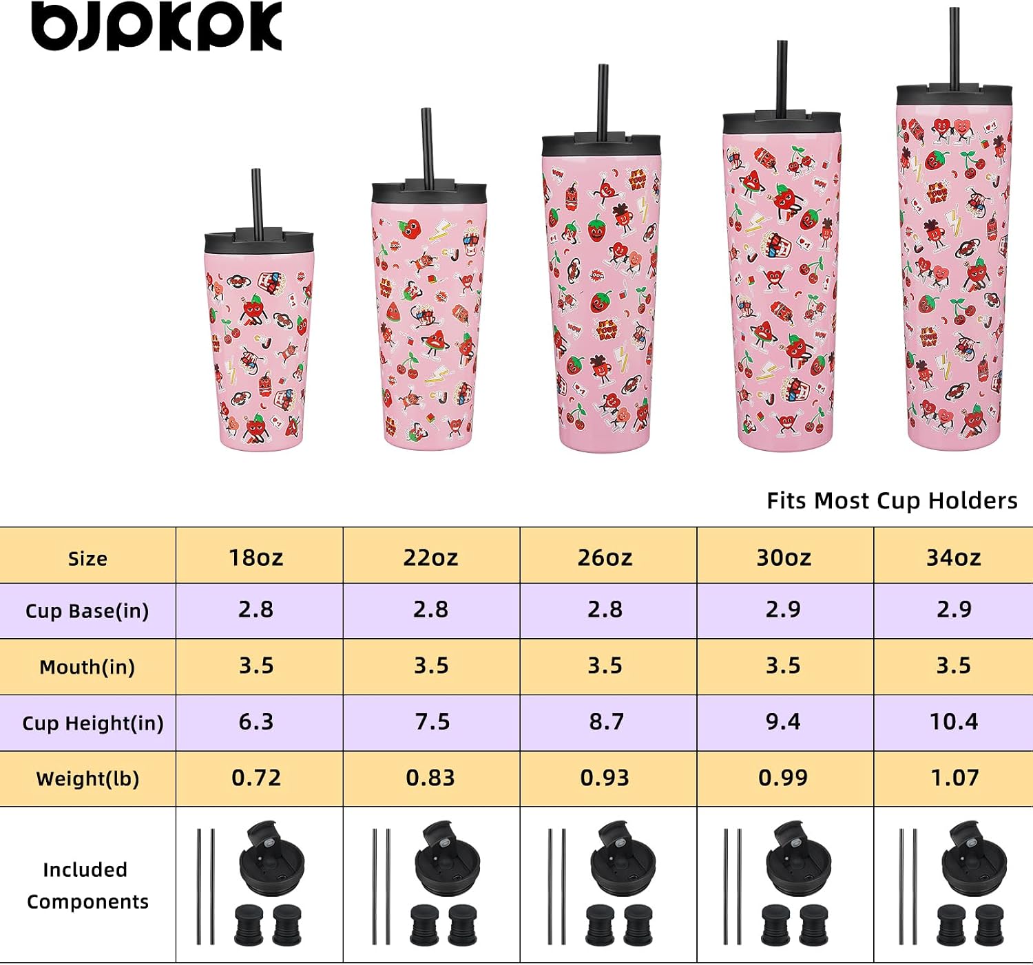 BJPKPK 30 oz Coffee Tumbler with Straw, Insulated Stainless Steel Cup