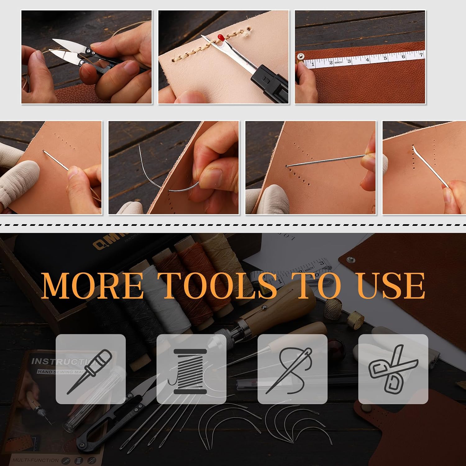 QMNNMA 40pcs Sewing Awl Kit with Bag, Speedy Sitcher Sewing Awl Kit