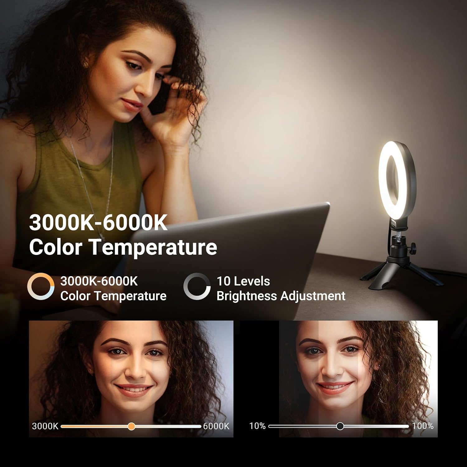 NEEWER Basic 5" Ring Light for Video Conference Lighting, Clip on Light Kit with Desk Tripod Stand for Monitor Laptop Computer Zoom Call Live Streaming Remote Working Learning Video Recording, BR60