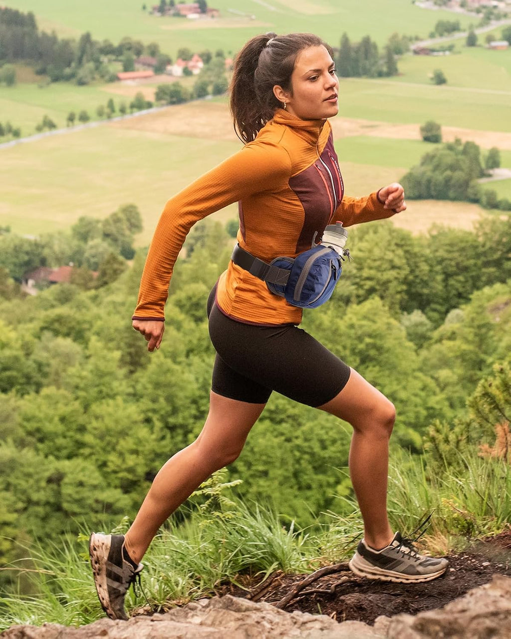 WATERFLY Water Bottle Fanny Pack, Hiking Hydration Belt for Women Men