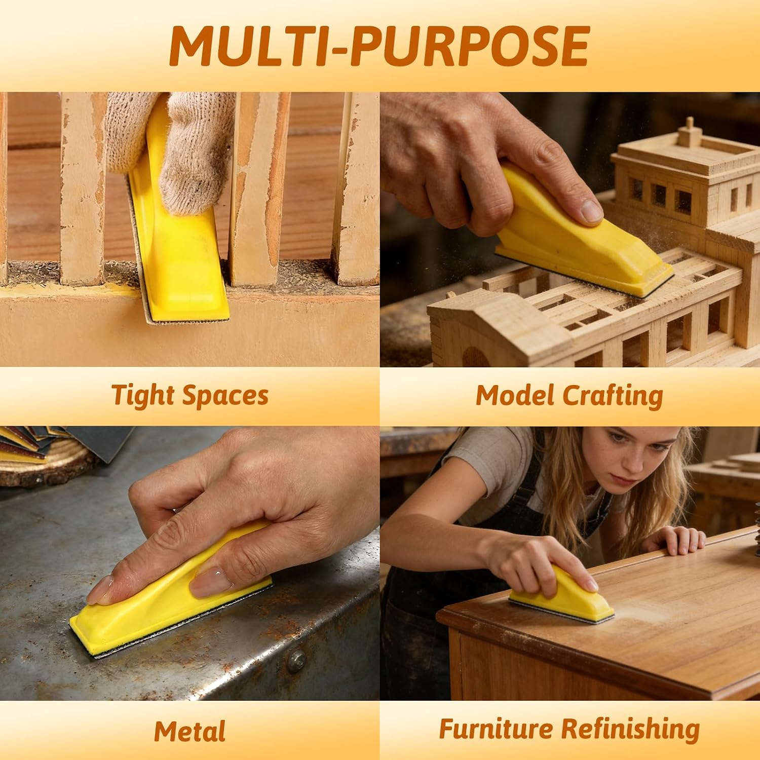 180 PCS Mini Detail Sanding Kit, 80-1000 Grit Sandpaper with Finger Sanding Blocks for Small Areas and Corners, Ideal for Woodworking, Furniture Repair, Crafts and DIY