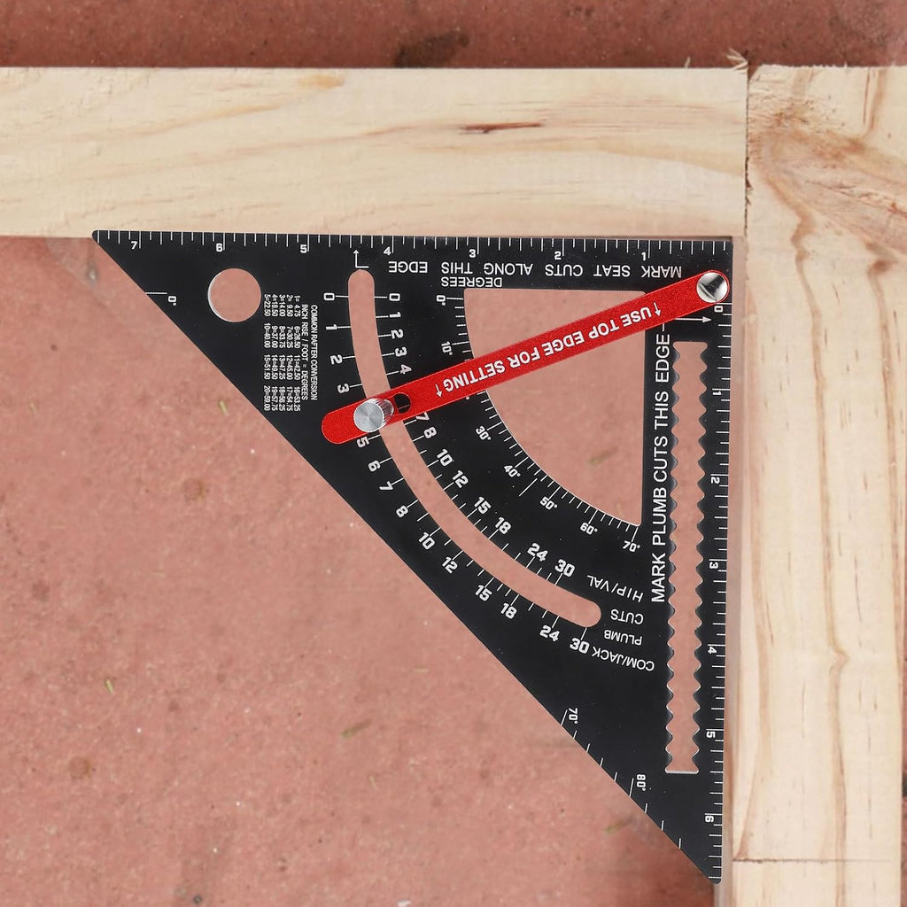 VALICLUD Adjustable Woodworking Ruler Aluminum Alloy Multifunctional Carpenter Triangular Measuring Tool with Precision Angle Scale for Accurate Measuring and Layout