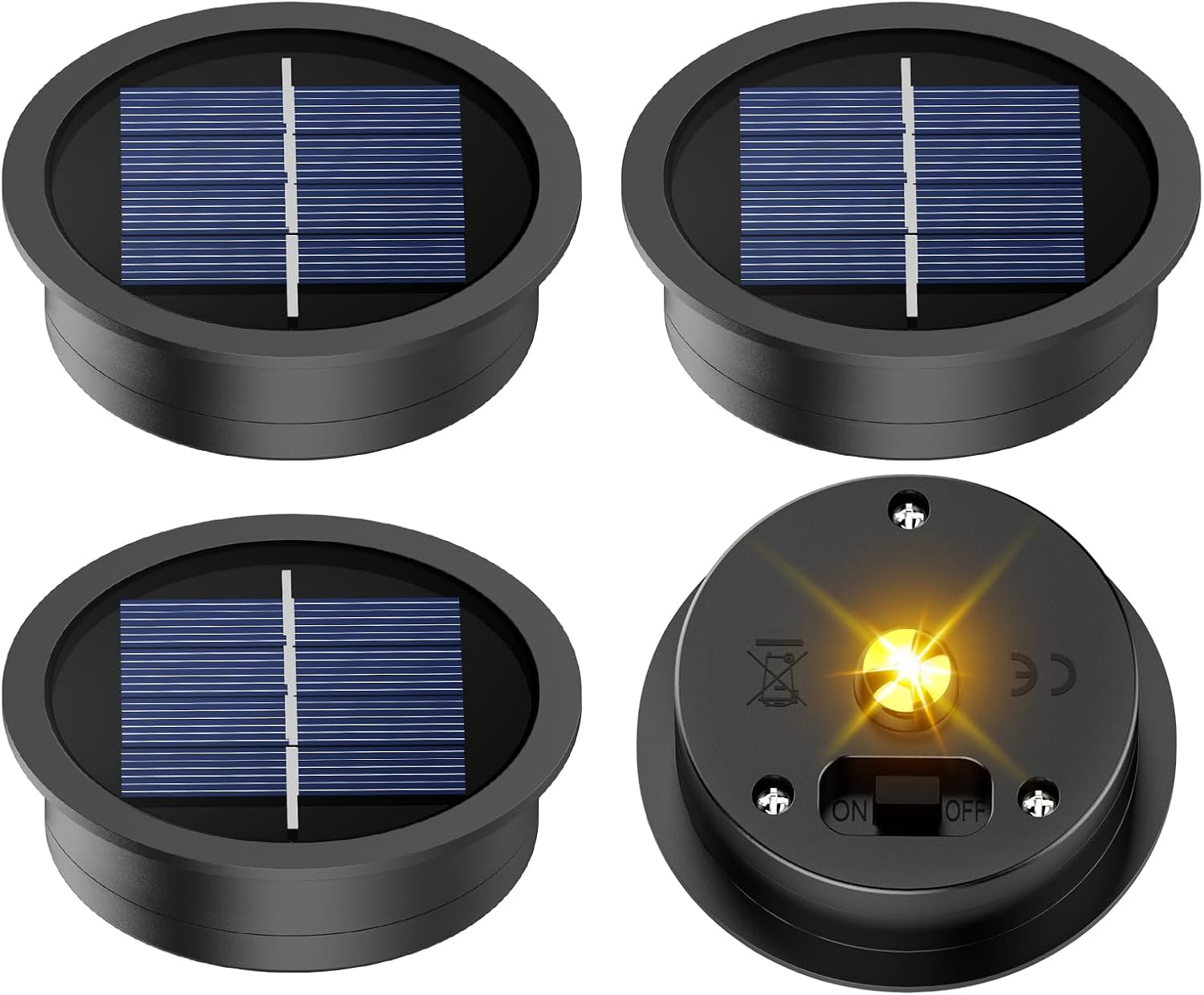 4 Pack Solar Light Replacement Top, 3.23 Inch Waterproof for Garden Lantern