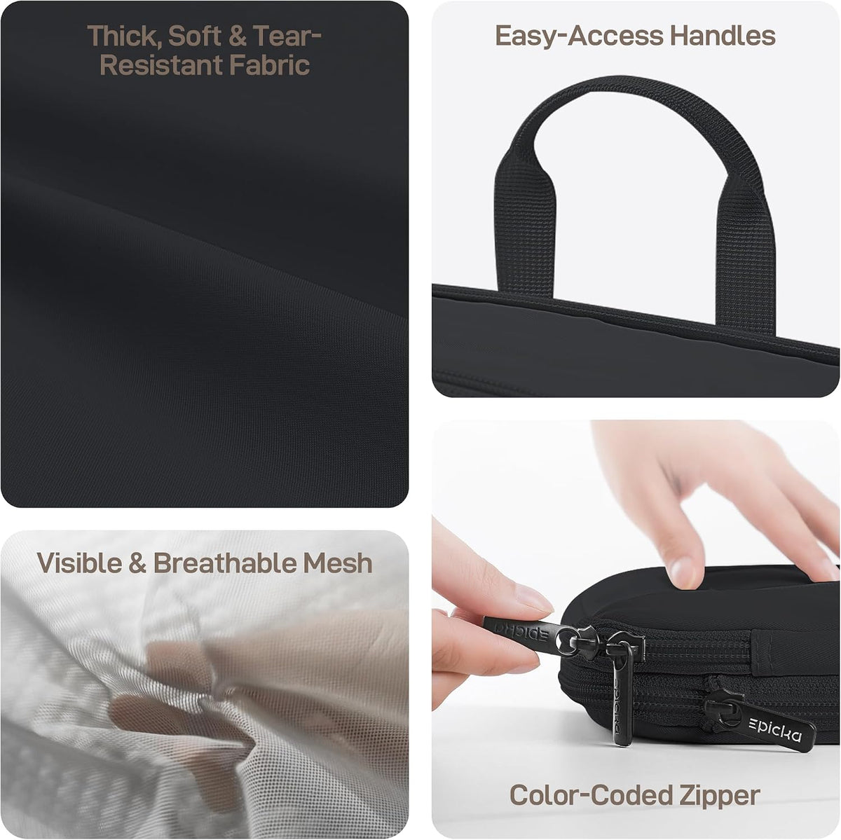 EPICKA TripCozy Compression Packing Cubes, 4 Set, Dark Grey