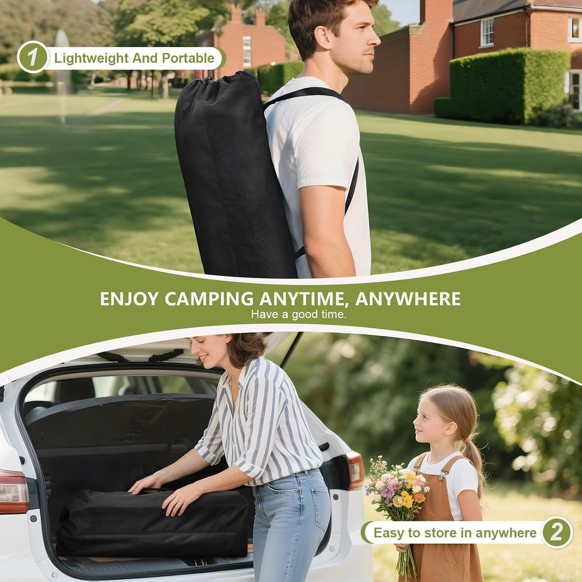 4FT Folding Camping Table,Portable Roll-up Picnic Table with Carry Bag & Mesh Storage,Lightweight Camp Table for Camping,Picnic,Backyard,Party,Patio,BBQ