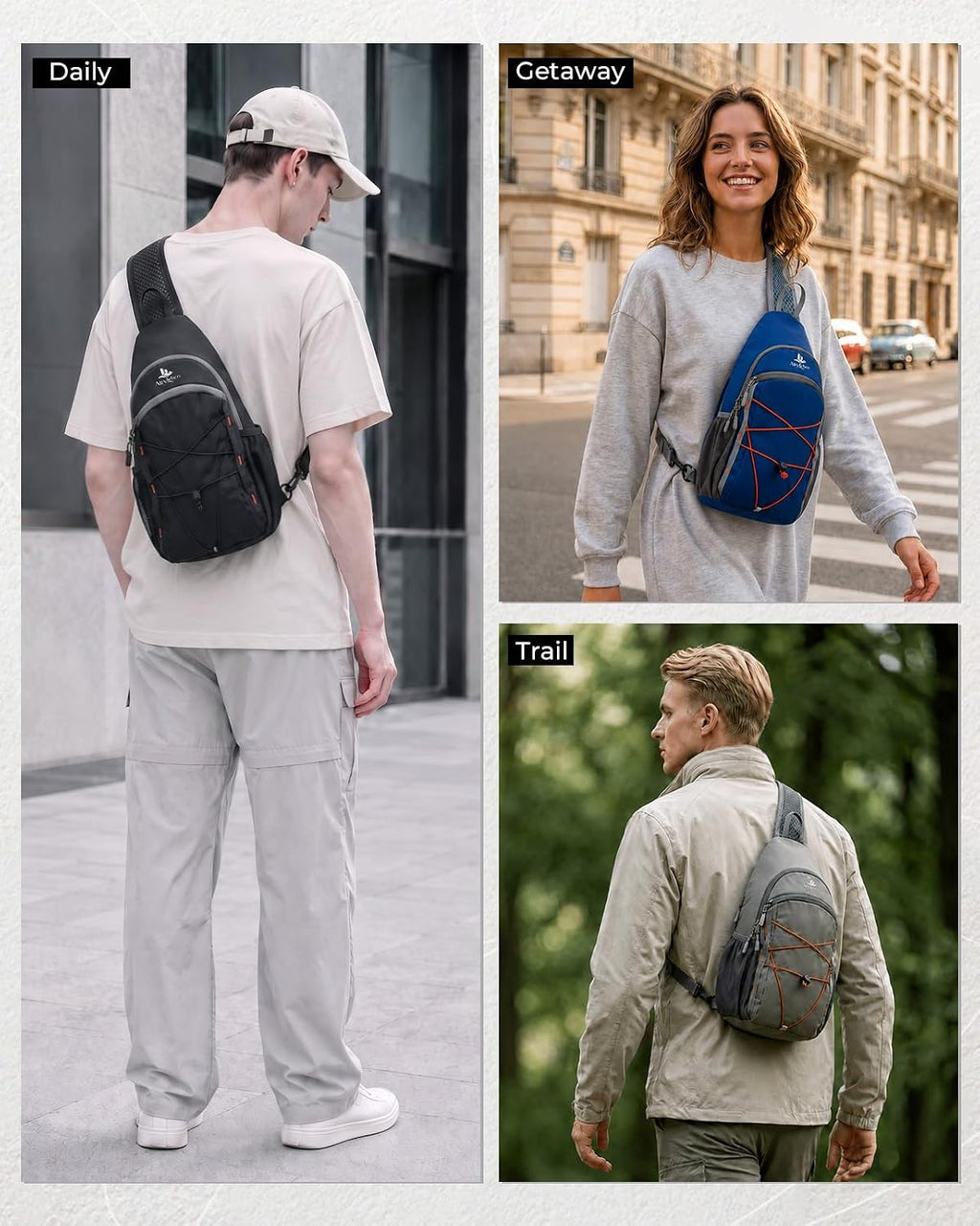 Packable Crossbody Sling Bag for Men Women RFID Lightweight Travel Daypack