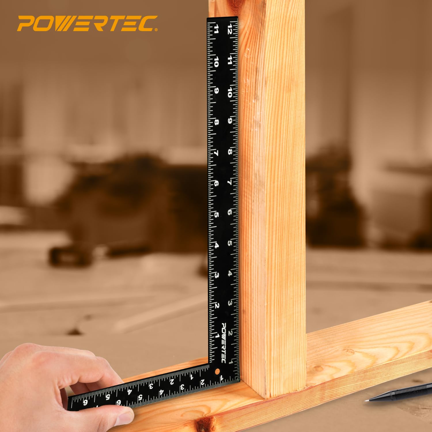POWERTEC Carpenter Square 8" x 12" - L Square Ruler, Right Angle Square Tool, Woodworking Square for Carpentry, Construction, DIY, 2PK (80035-P2)