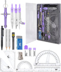 Mr. Pen- Geometry Set, 15 pcs, Purple, 6 Inch Swing Arm Protractor, Divider