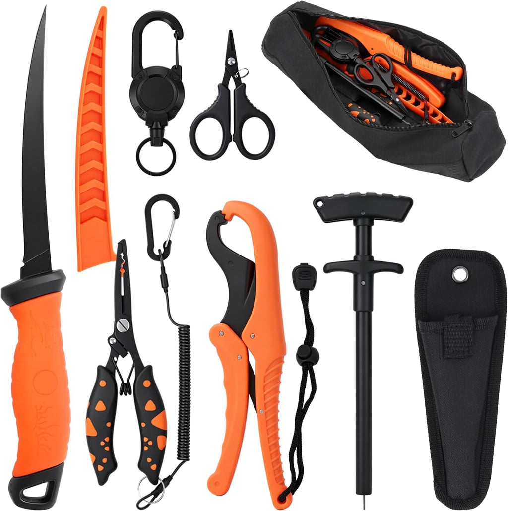 9PCS Fishing Tool Kit, Fishing Gear and Equipment, Fishing Gifts for Men