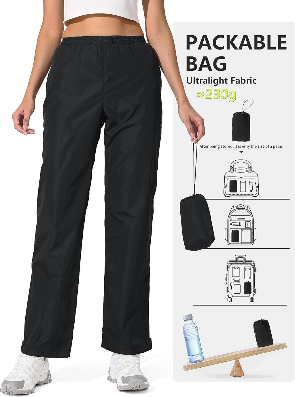 UIQUR Womens Rain Pants Waterproof Lightweight Packable Pants