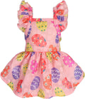 Fitwarm Easter Egg Dog Dress, Holiday Dog Clothes for Small Dogs Girl, Pet Easter Outfit, Pink, Yellow, Purple, Medium