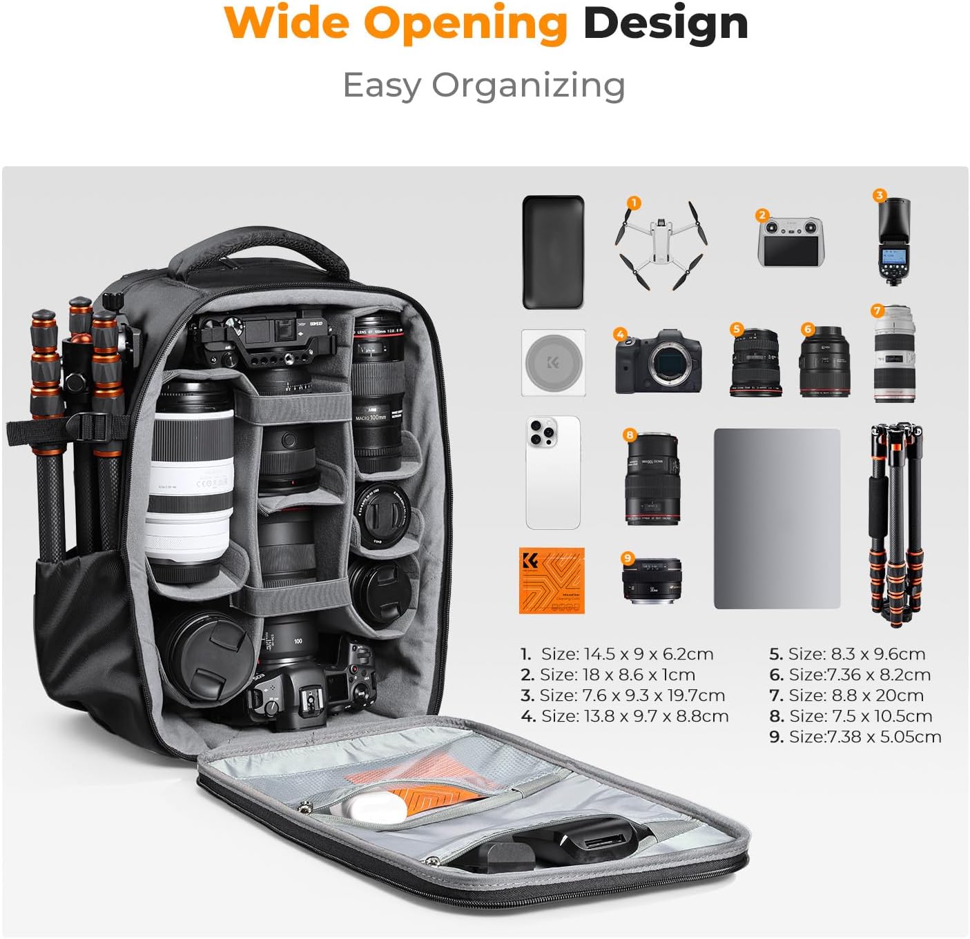 K&F CONCEPT Camera Backpack,Hardshell Photography DSLR Camera Bag