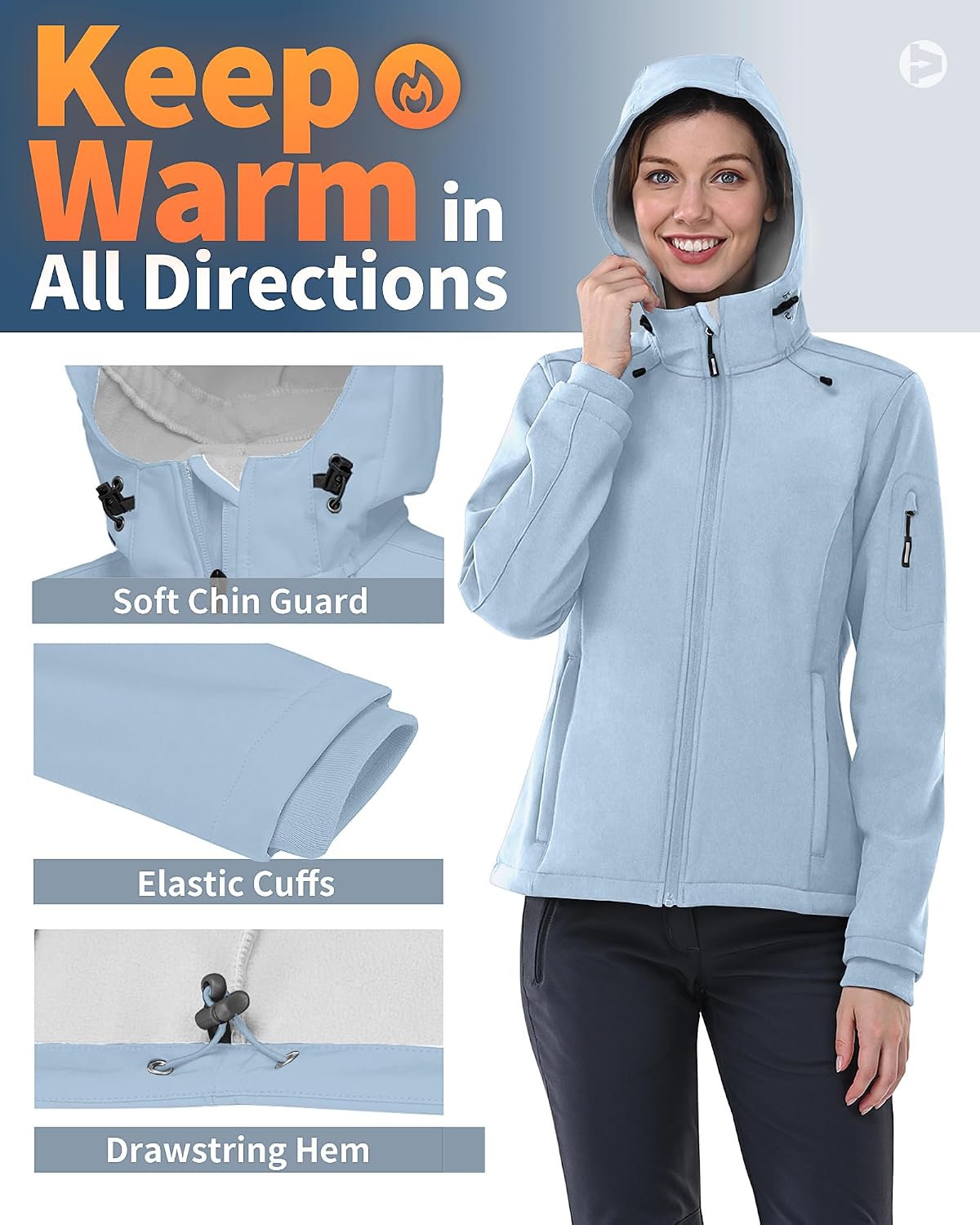 Outdoor Ventures Women's Softshell Jacket Fleece Lined Waterproof Rain Coat